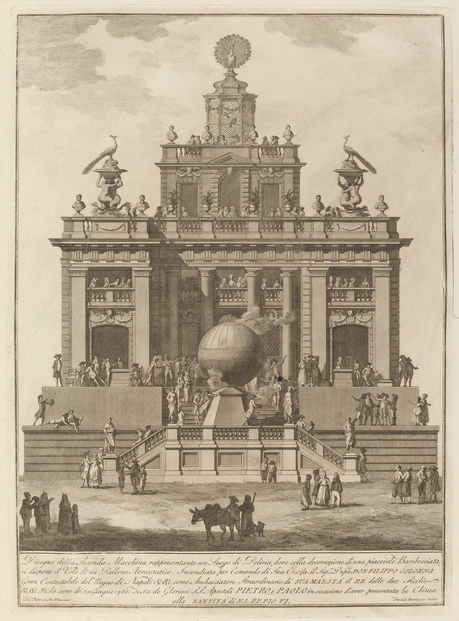 Um lugar de deleite com um balão aéreo, para o Festival "Chinea" de Francesco Barbazza after Giuseppe Palazzi