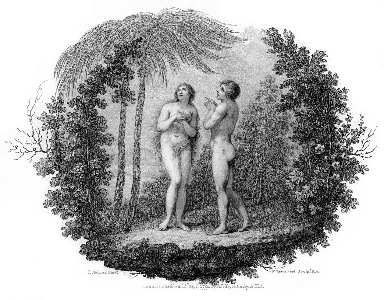 Adão e Eva, 1796. de Francesco Bartolozzi