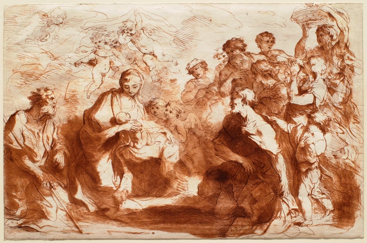 Anbetung der Hirten mit Josef kniend links de Francesco Bartolozzi