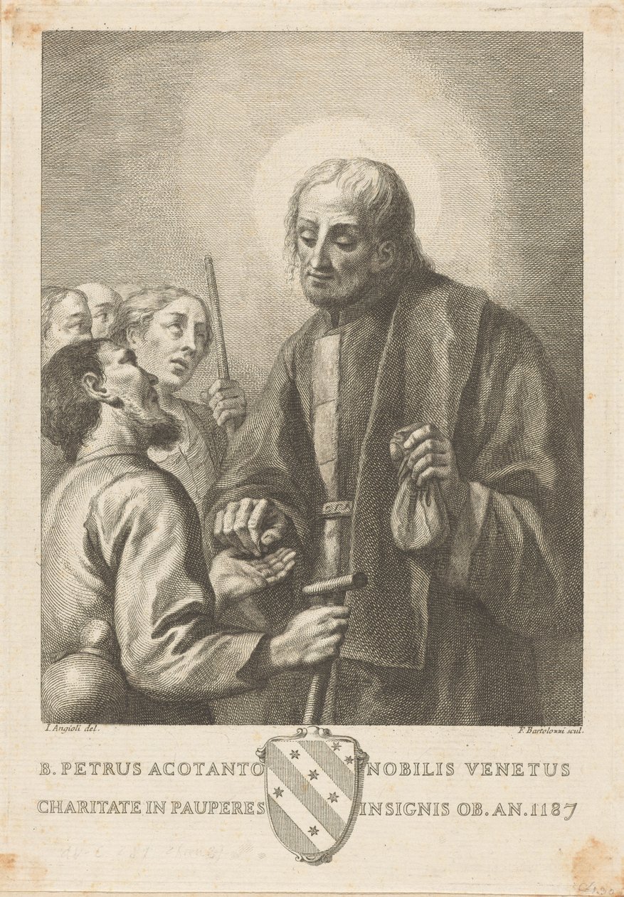O beato Petrus Acotanto, nobre veneziano, notável pela sua caridade para com os pobres, falecido no ano de 1187 de Francesco Bartolozzi