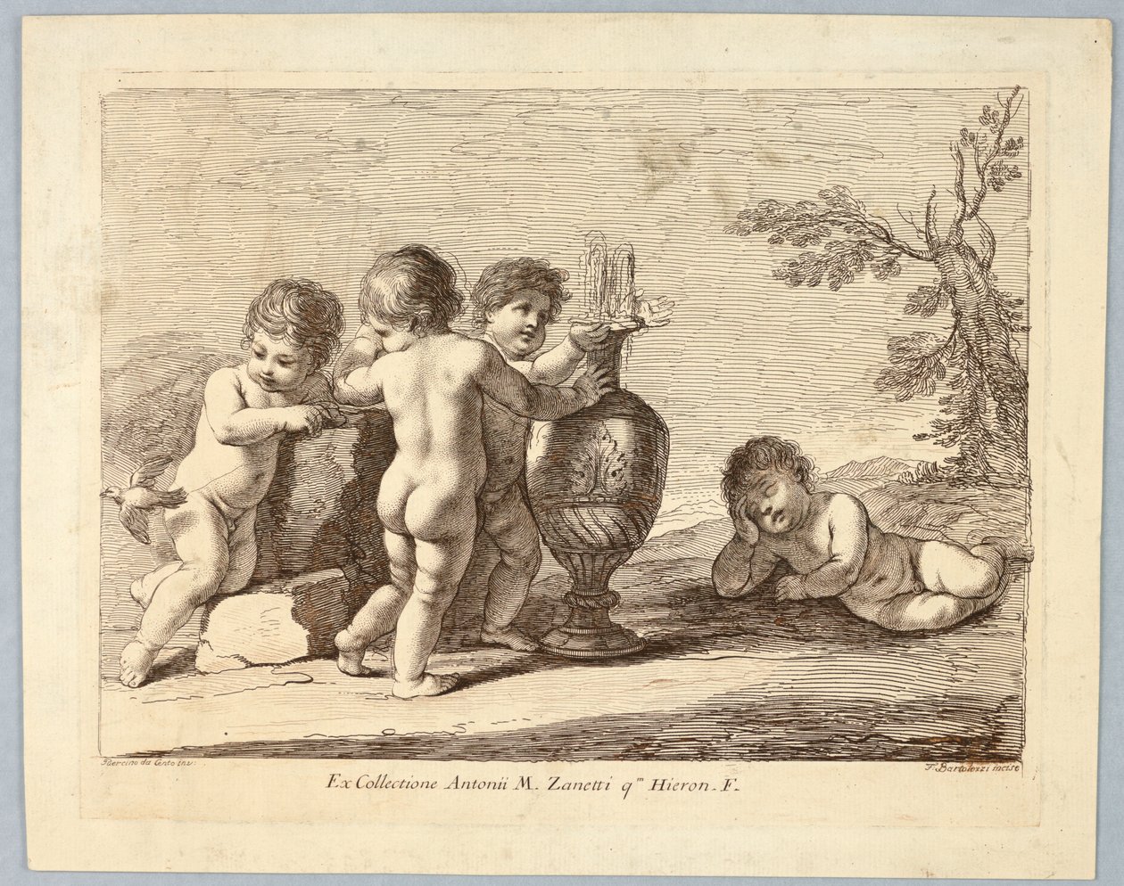 Meninos brincando com um pássaro de Francesco Bartolozzi