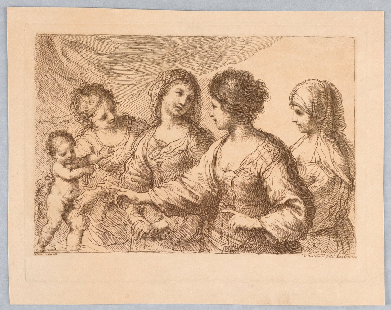 Quatro mulheres com um menino de Francesco Bartolozzi