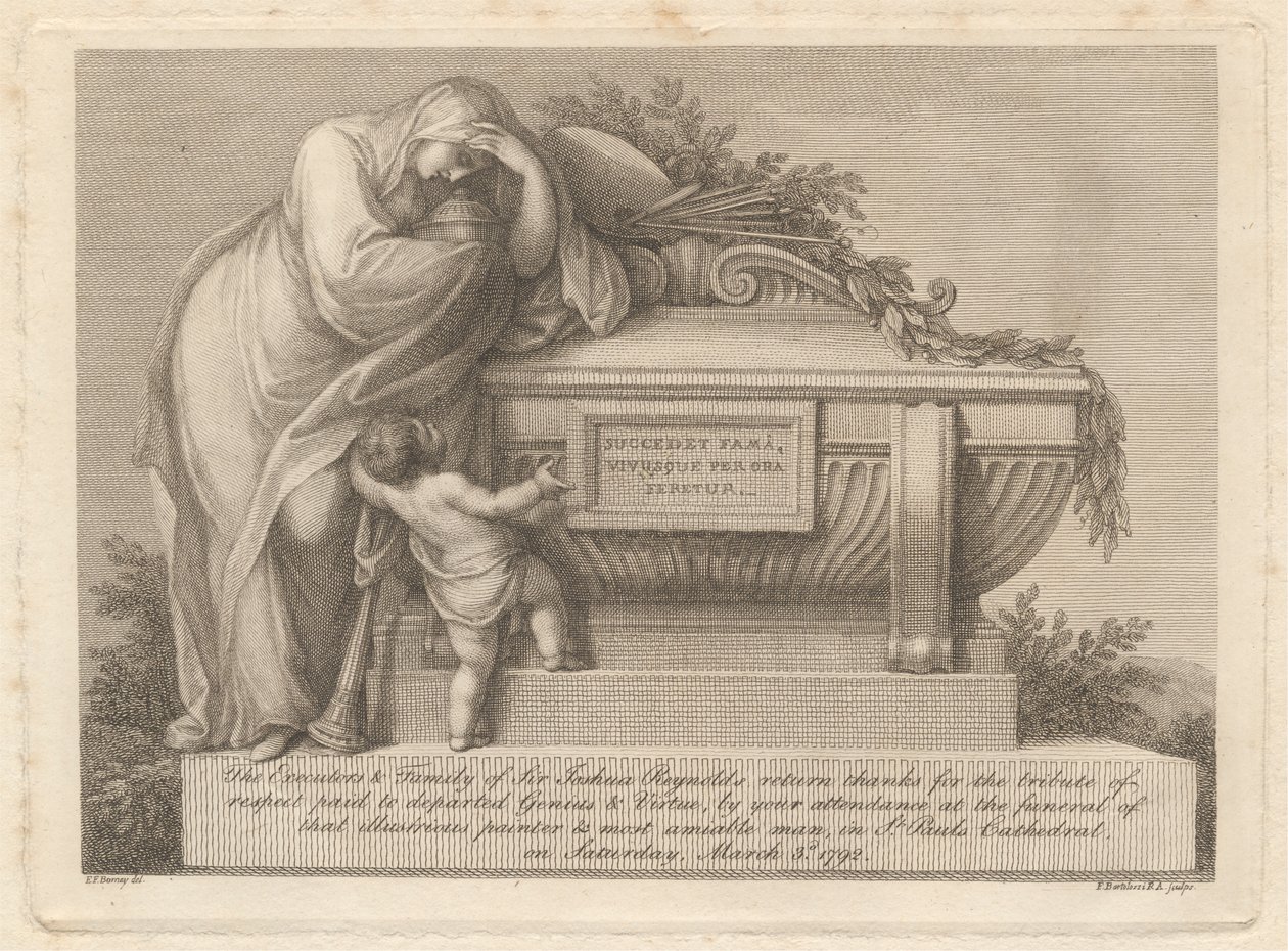 Cartão funerário de Sir Joshua Reynolds de Francesco Bartolozzi