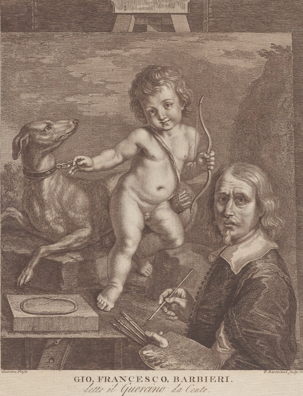 Auto-retrato de Guercino, 1790-99. de Francesco Bartolozzi
