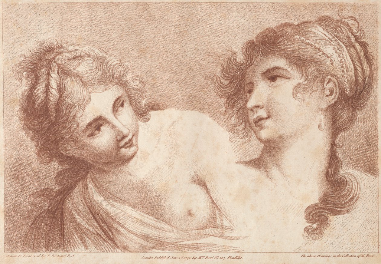 Cabeças de duas mulheres de Francesco Bartolozzi