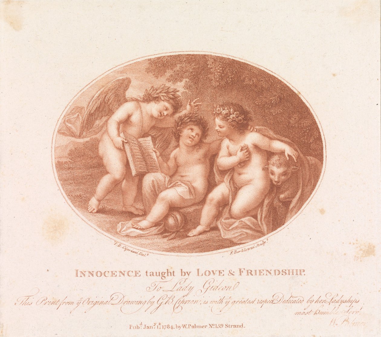 Unschuld gelehrt durch Liebe und Freundschaft de Francesco Bartolozzi