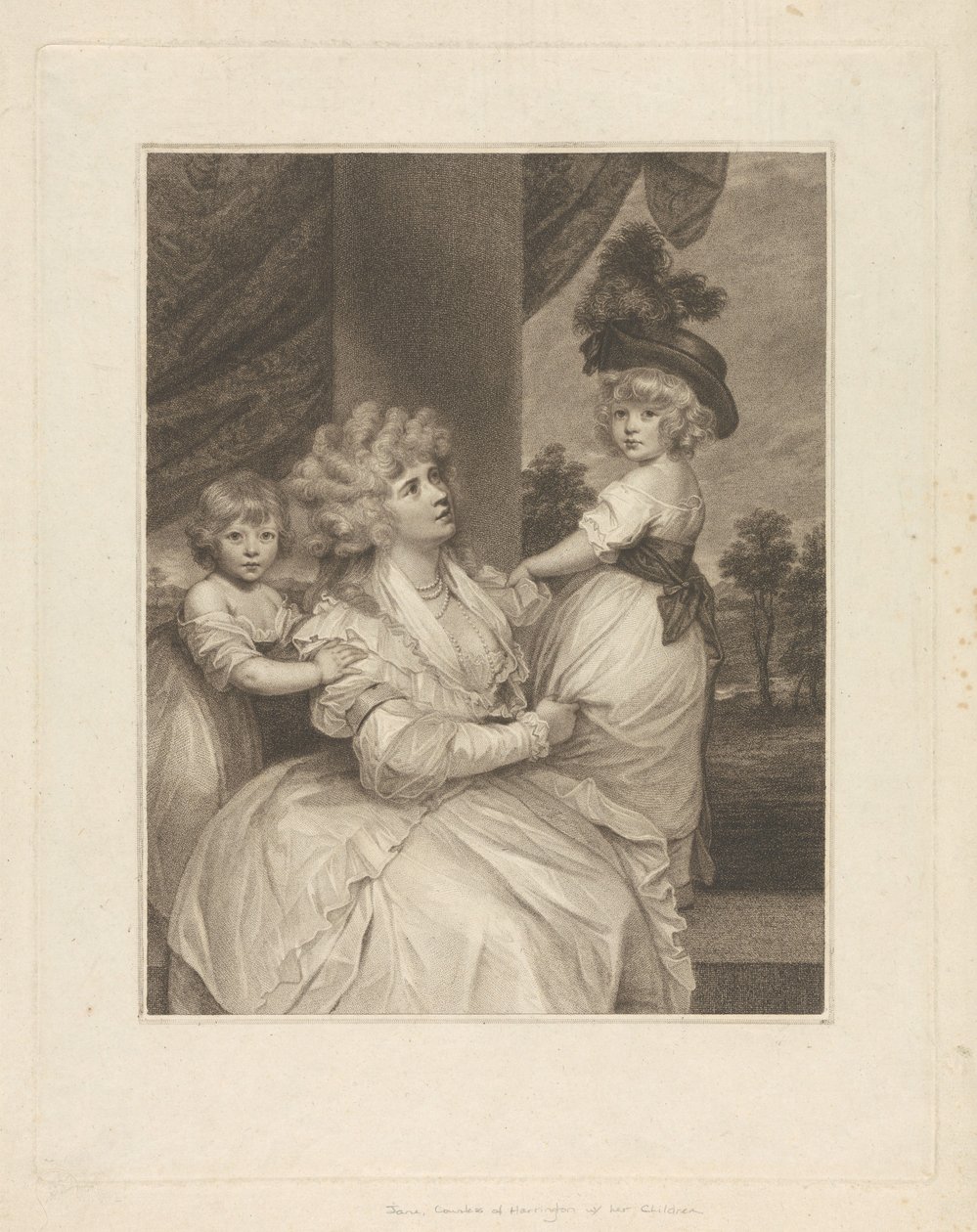 Jane, condessa de Harrington, com os seus filhos, Lord Petersham e o honorável Lincoln Stanhope de Francesco Bartolozzi