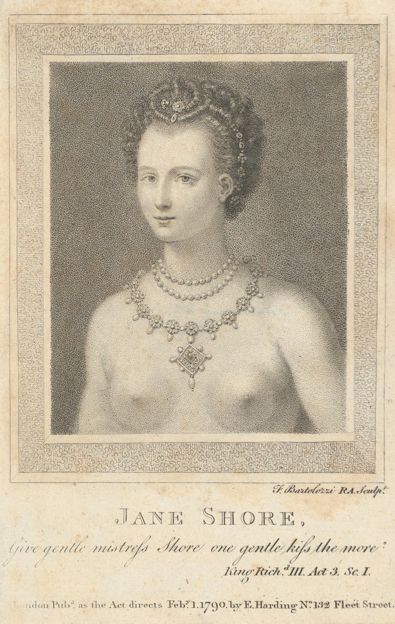 Jane Shore: Dê um beijo gentil a mais gentil amante Shore Shakespeare,..., 1º de fevereiro de 1790. de Francesco Bartolozzi