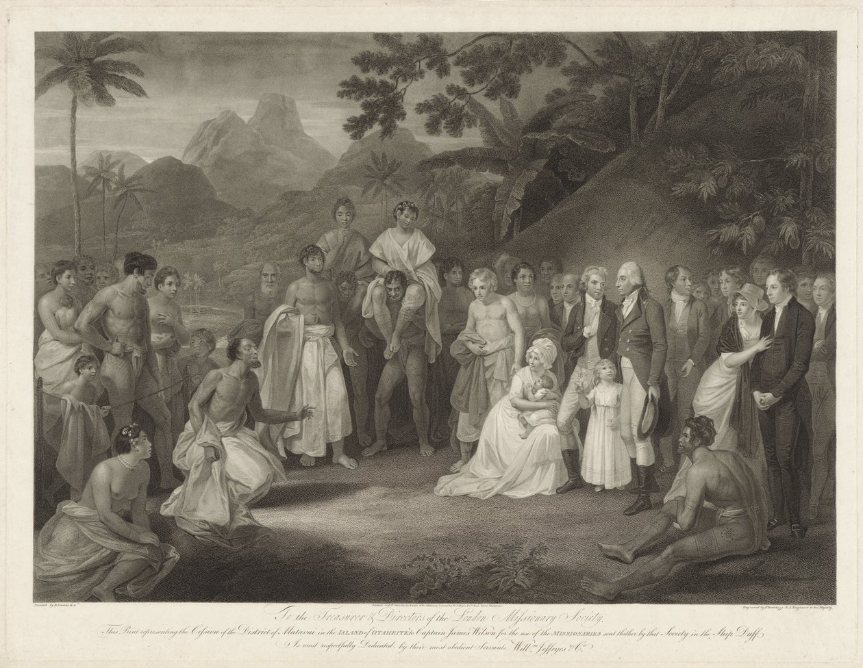 Kapitein James Wilson na eiland Otaheité A Cessão de Matavai (no Taiti) ao Capitão James Wilson A Cessão do Distrito de Matavai na Ilha de Otaheite ao Capitão James Wilson para uso dos Missionários Enviados por aquela Sociedade de Francesco Bartolozzi