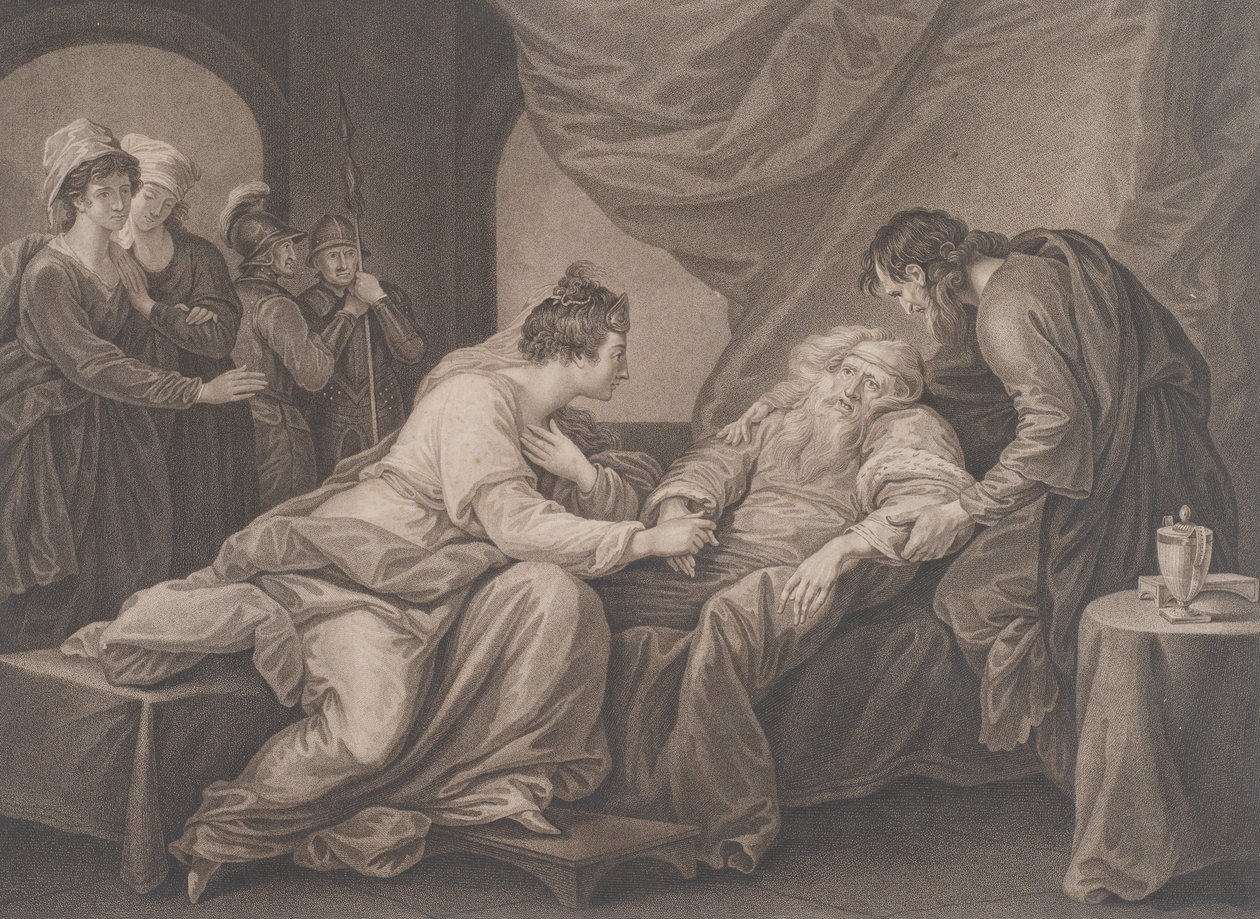 Rei Lear e Cordelia Shakespeare, Rei Lear, Ato 4, Cena 7, ca. 1783. de Francesco Bartolozzi