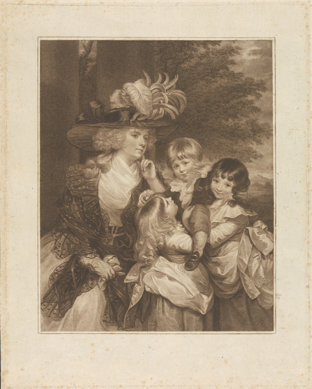 Lady Smith e os seus filhos: George Henry, Louisa, e Charlotte de Francesco Bartolozzi