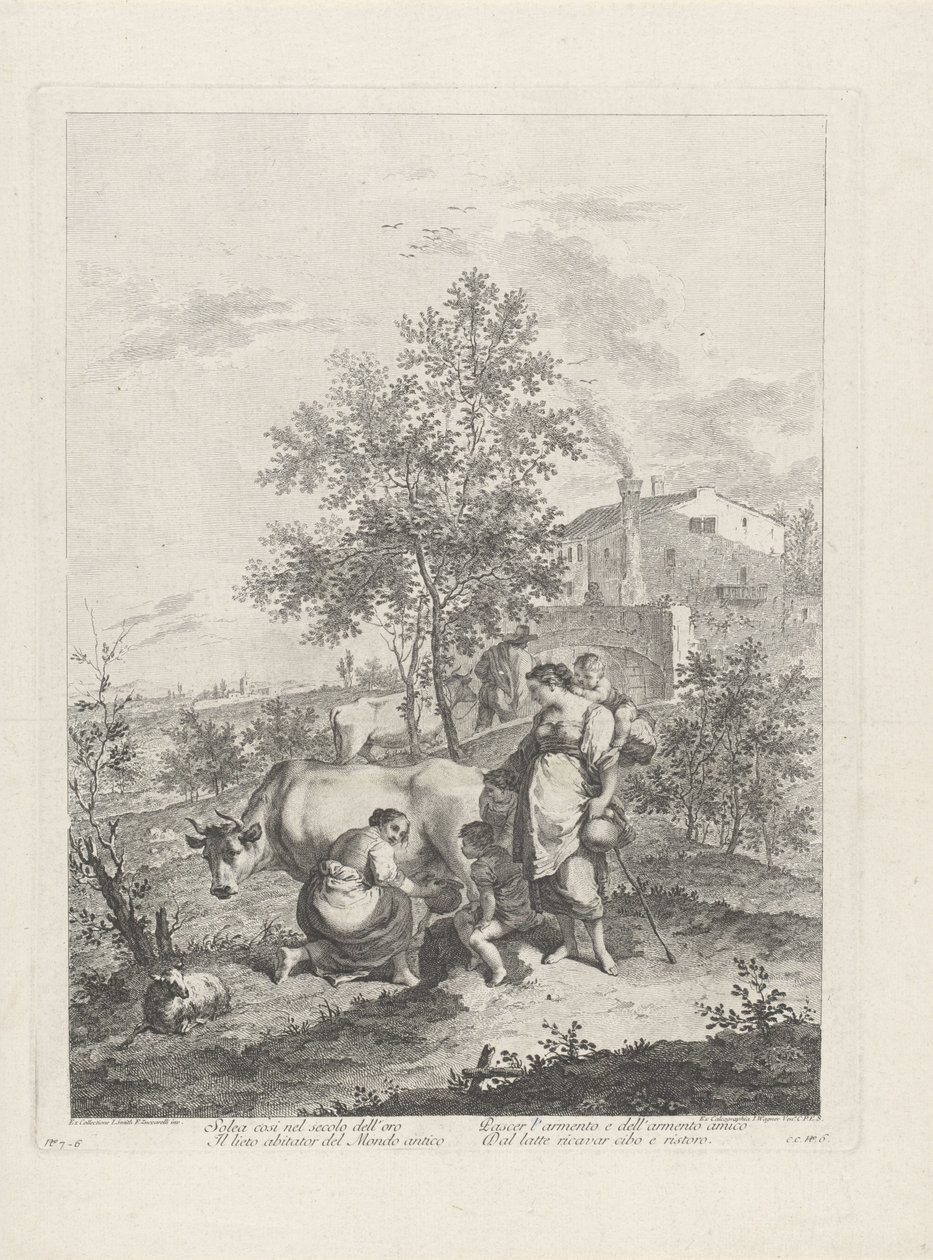 Paisagem com ordenhador de vaca
Paisagem com agricultores (título da série) de Francesco Bartolozzi