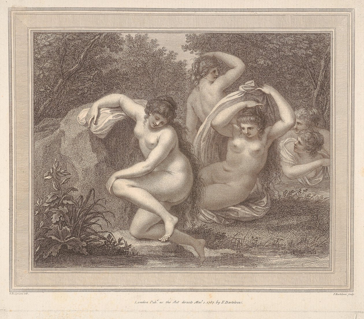 Ninfas e Diana a banhar-se de Francesco Bartolozzi