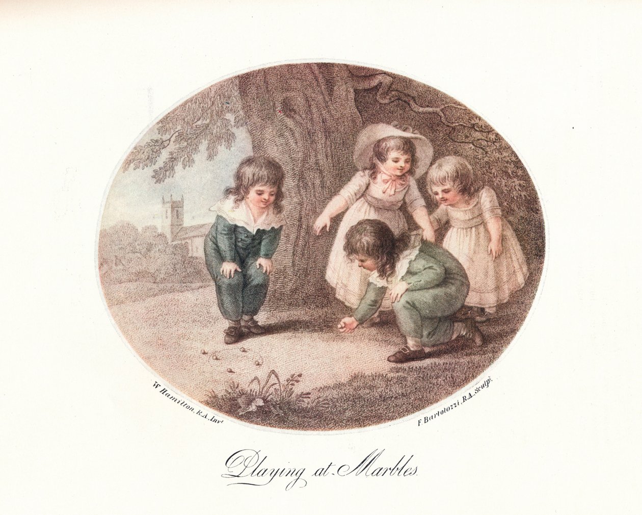 Jogando em bolinhas de gude, 1906 de Francesco Bartolozzi