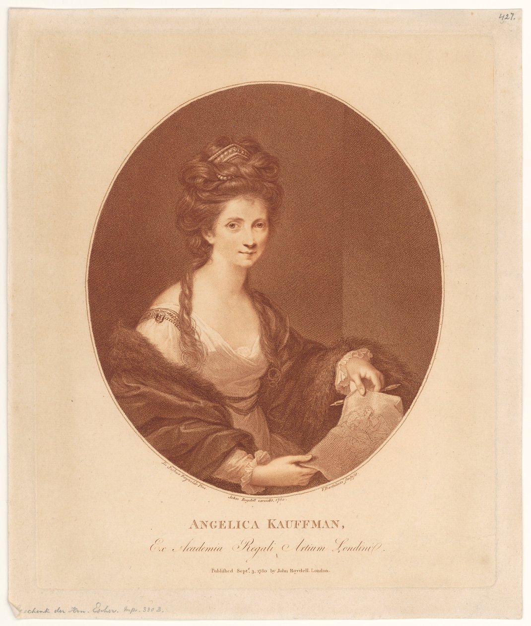 Retrato de Angelika Kauffmann de Francesco Bartolozzi
