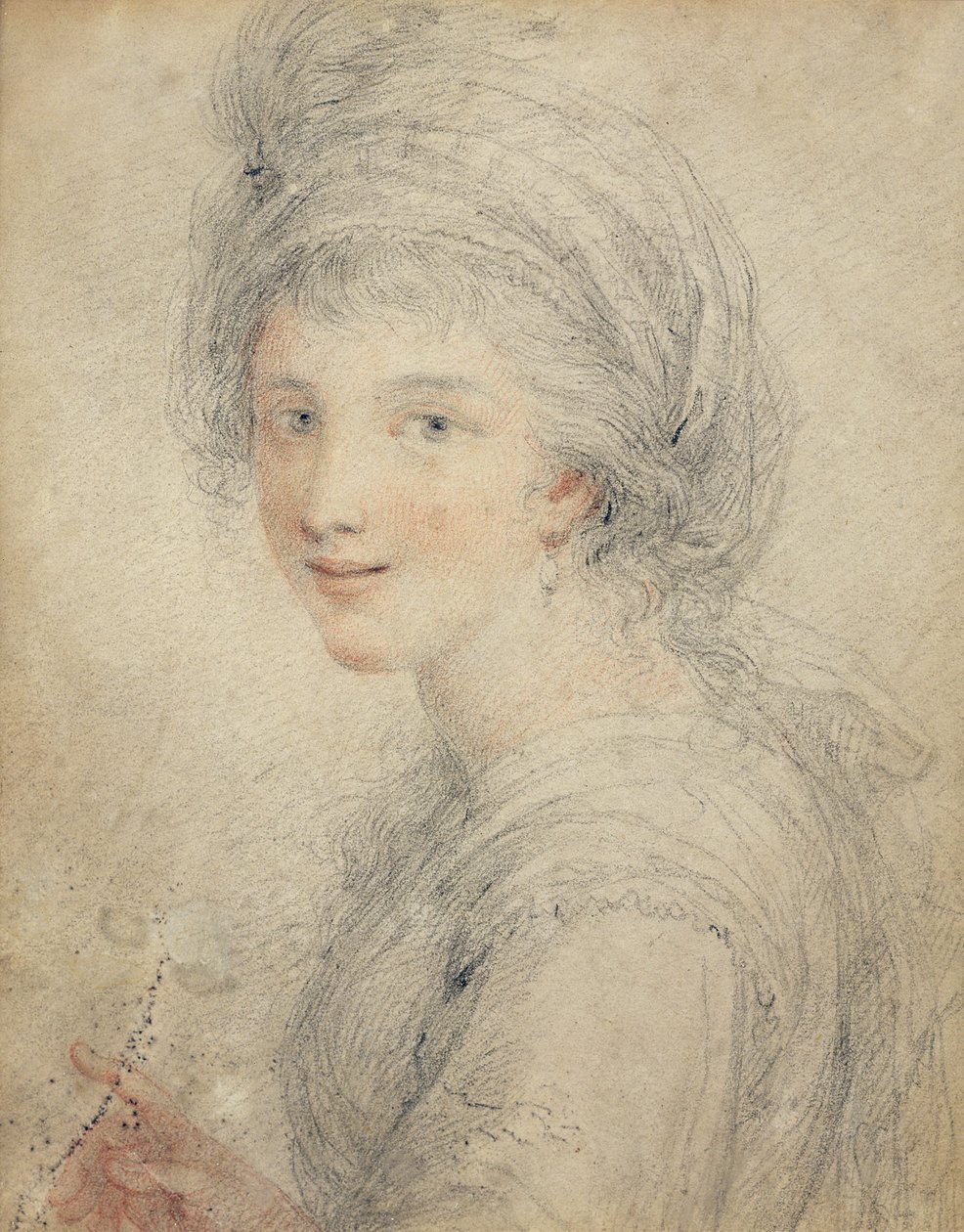 Retrato de Angelica Kauffman (giz colorido sobre papel) de Francesco Bartolozzi