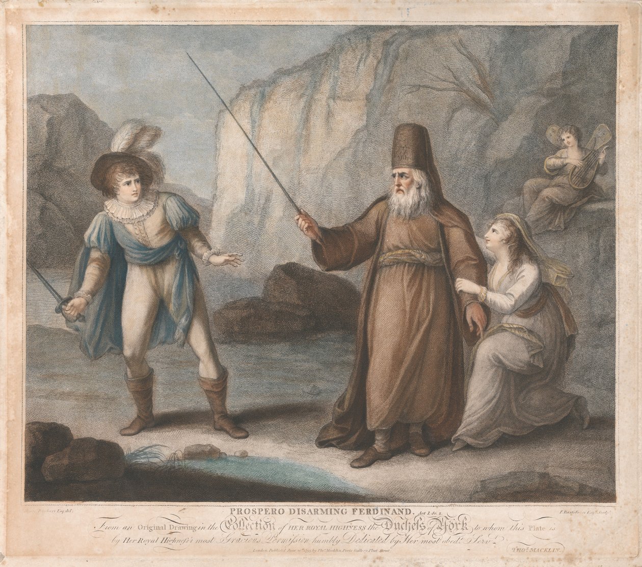 Próspero a desarmar Fernando, Ato I, Cena II de Francesco Bartolozzi