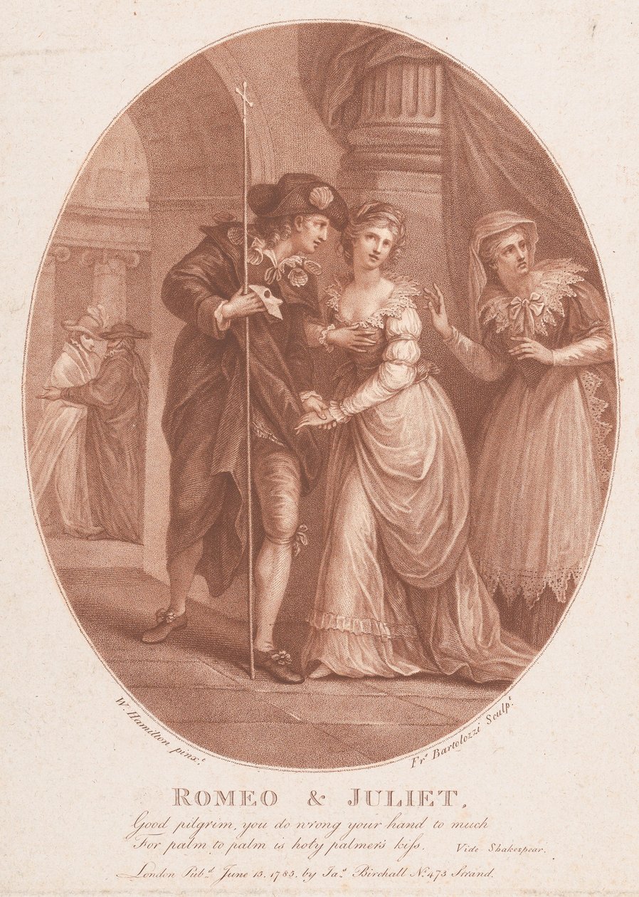 Romeu e Julieta no Baile de Máscaras Shakespeare, Romeu e Julieta, Ato 1, Cena 5..., 15 de junho de 1785. de Francesco Bartolozzi