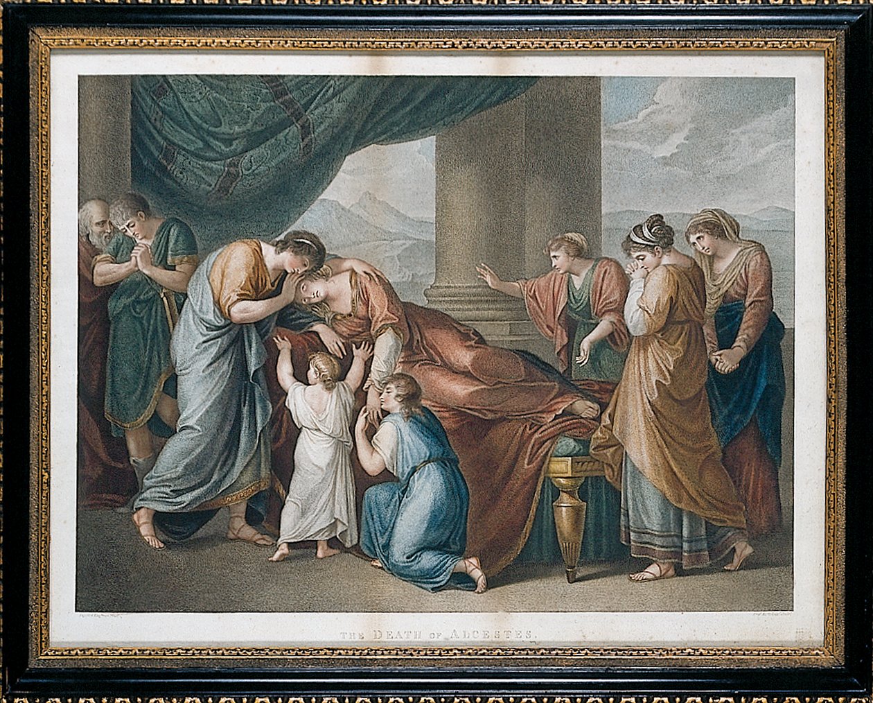 A morte de Alcestis, depois de Angelika Kauffman de Francesco Bartolozzi