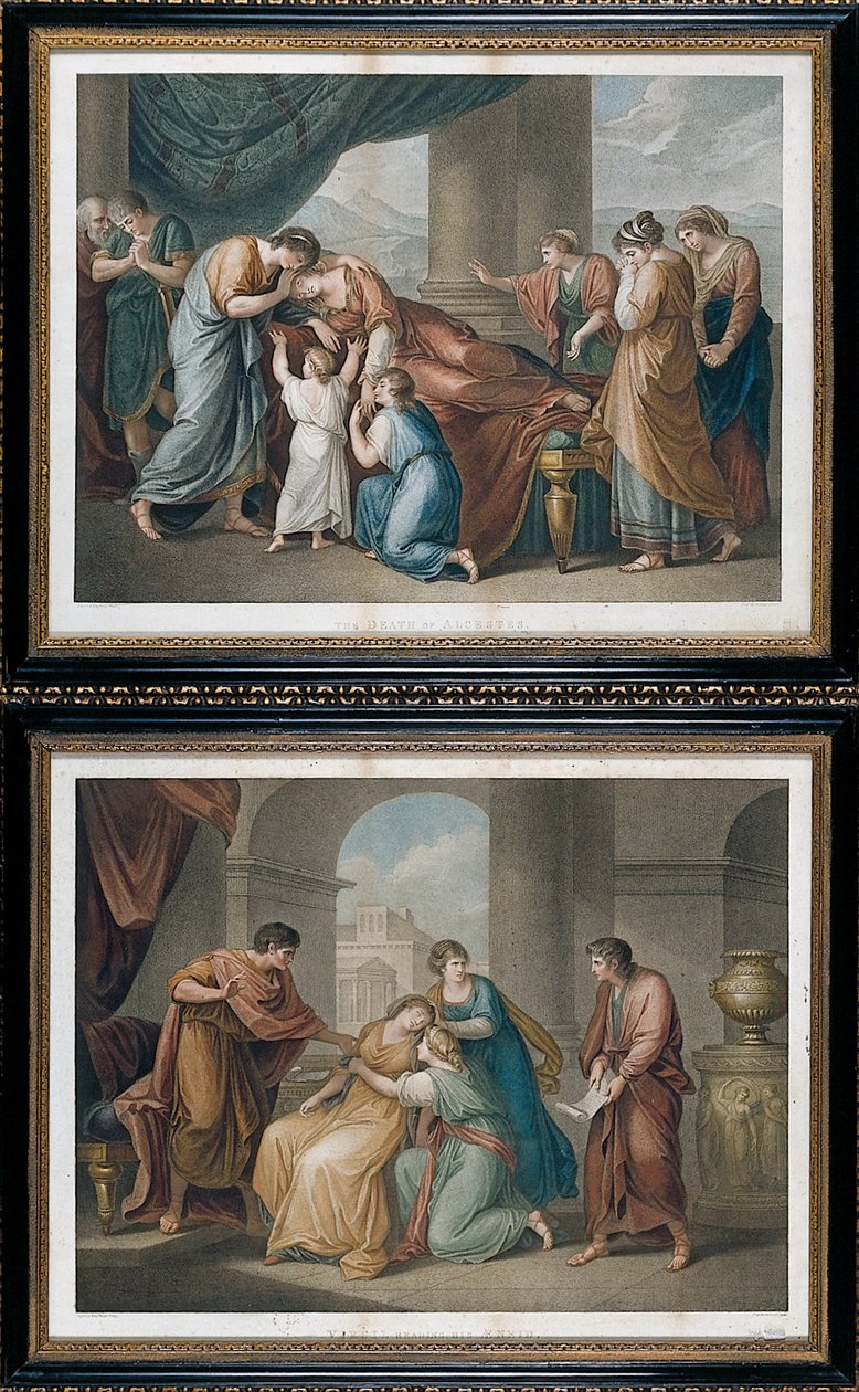 A morte de Alcestis, depois de Angelika Kauffman de Francesco Bartolozzi