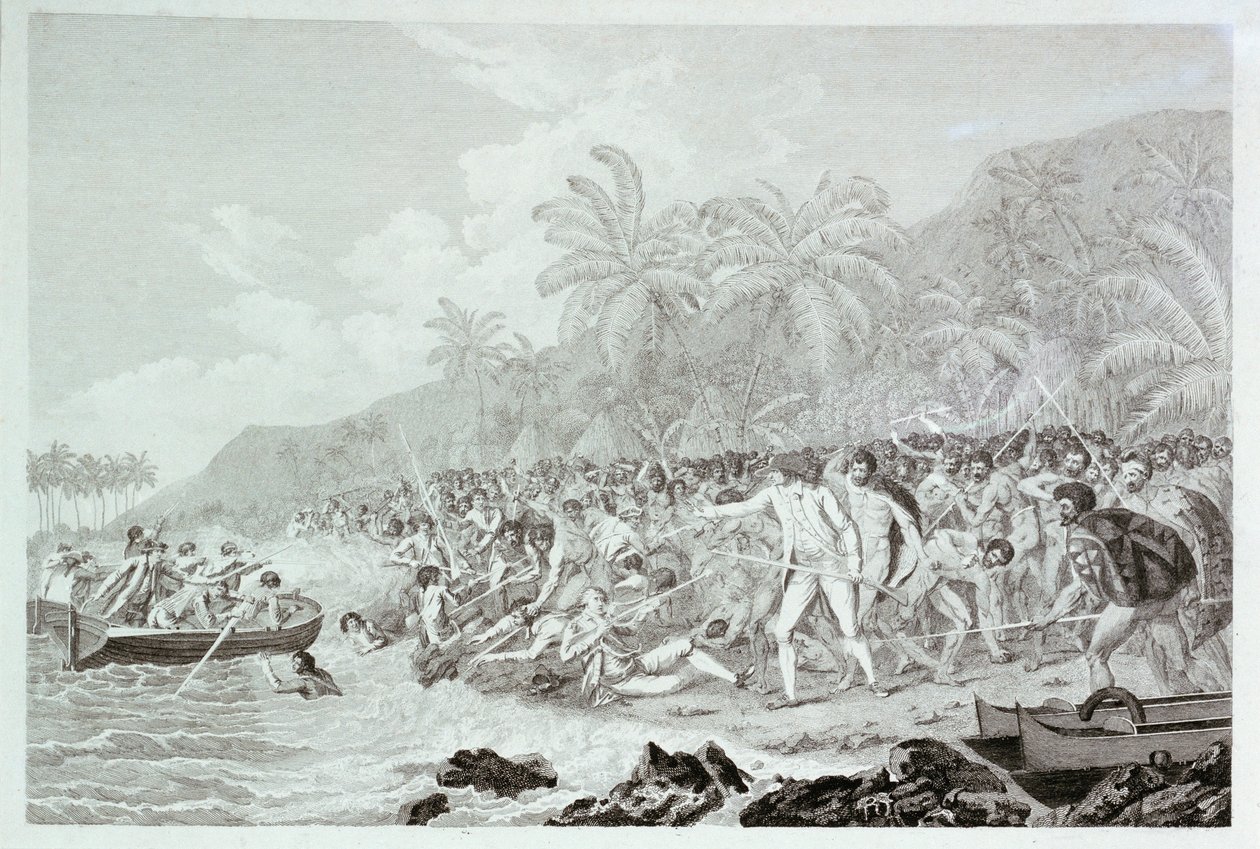 A Morte do Capitão Cook (sem título), c.1783 (gravura) de Francesco Bartolozzi