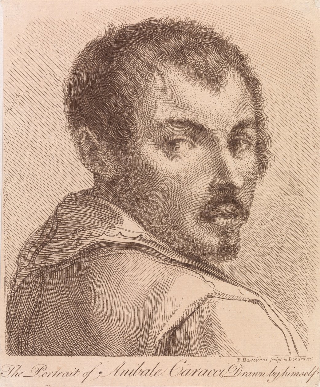 O Retrato de Anibale Caracci, desenhado por ele próprio de Francesco Bartolozzi
