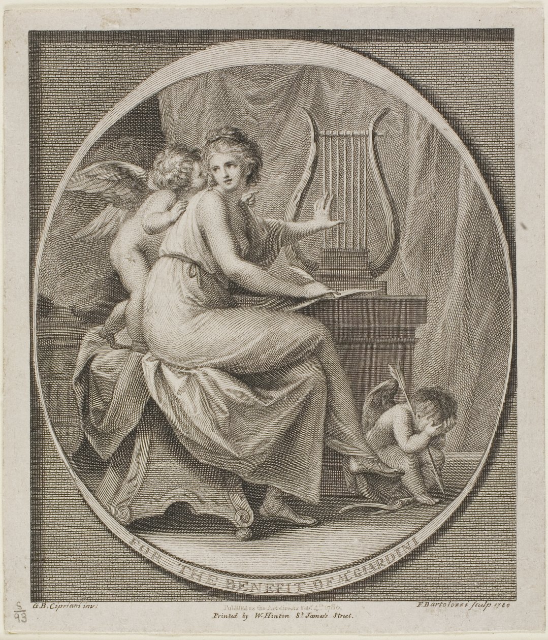 Bilhete Beneficente de M. Gardini de Francesco Bartolozzi