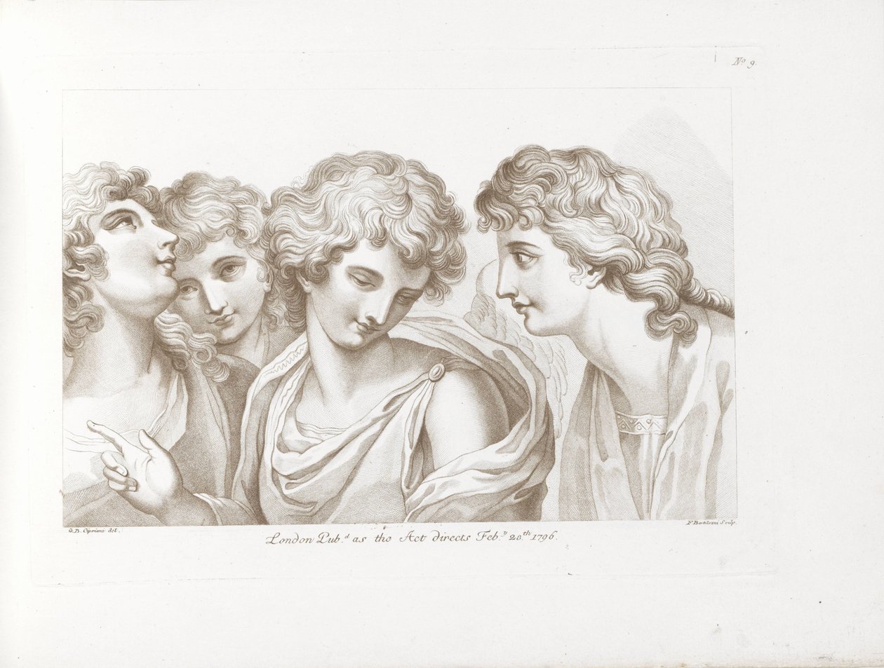 Quatro anjos Princípios de Desenho de Cipriani (título da série) Rudiments of Drawing de Cipriani (título da série) de Francesco Bartolozzi
