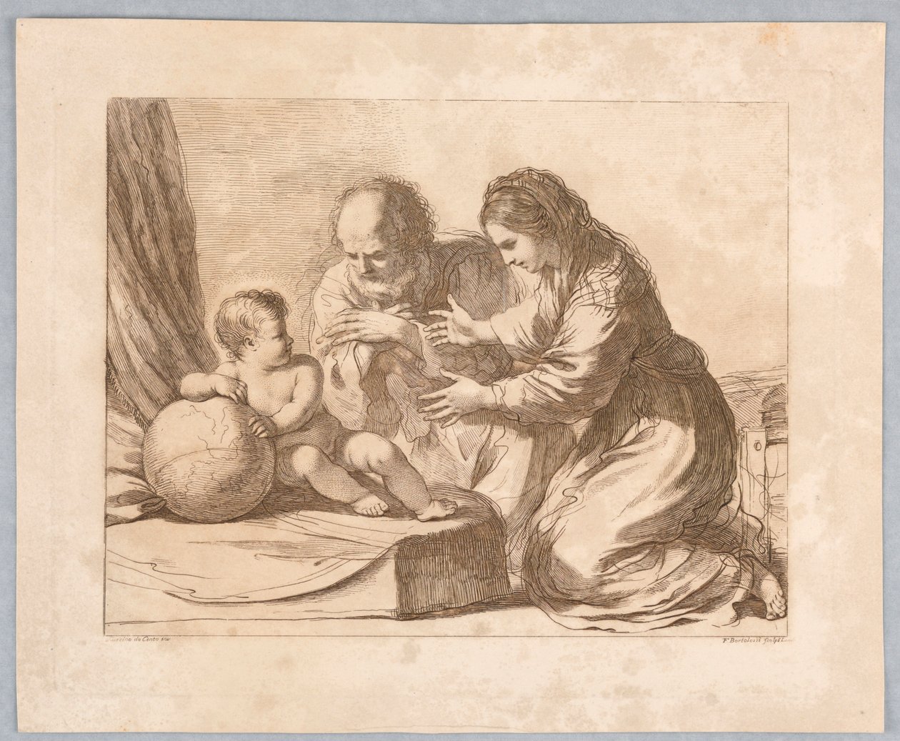 Virgem Maria, José e criança, com um globo de Francesco Bartolozzi