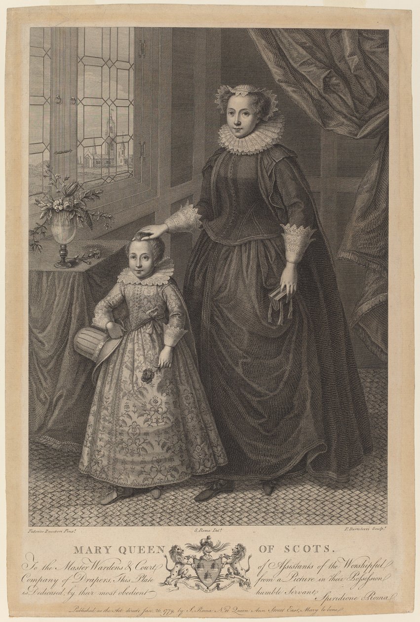 Maria, Rainha da Escócia de Francesco Bartolozzi after Federico Zuccaro