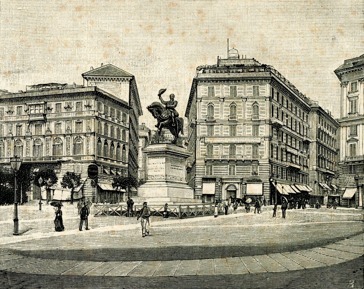 Monumento a Victor Emmanuel II (1820-1878), por Francesco Barzaghi (1839-1892), Piazza Corvetto, Génova, Ligúria, Itália de Francesco Barzaghi