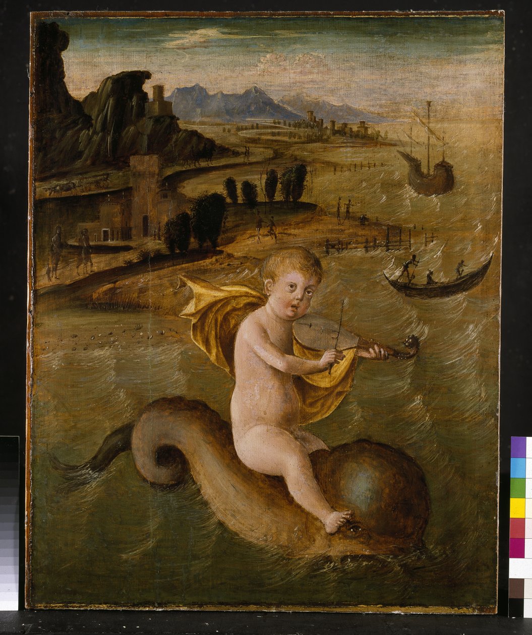 Arion andando em um golfinho, c.1509-10 têmpera e óleo no painel de Francesco Bianchi Ferrari