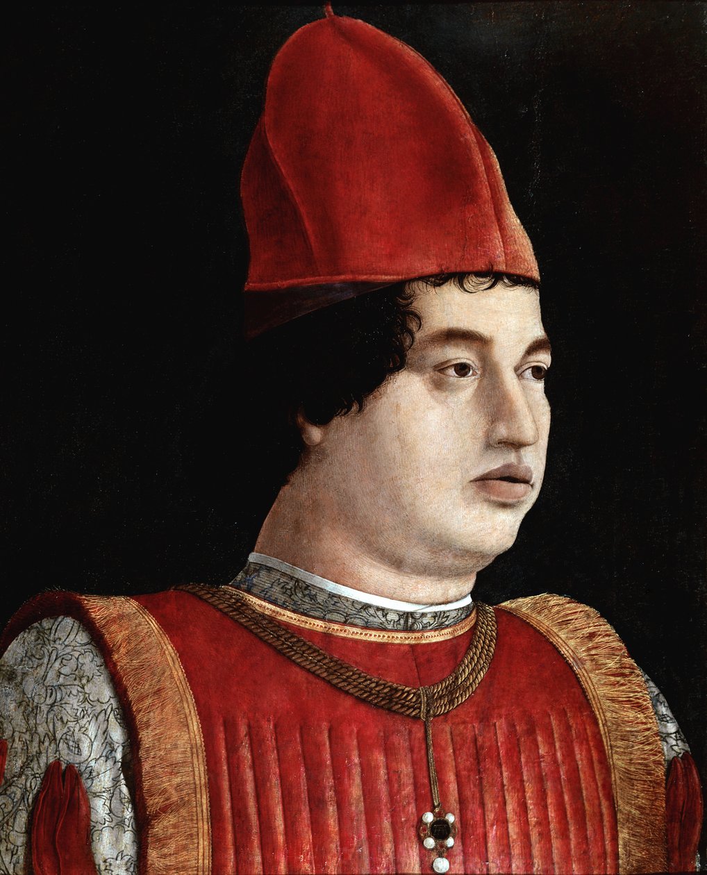 Retrato de Gianfrancesco Gonzaga II (século XV) (Jean Francois Gonzague) Marquês de Mântua Pintura de Francesco Bonsignori (1455-1519) por volta de 1490 Bergamo. Galleria dell
