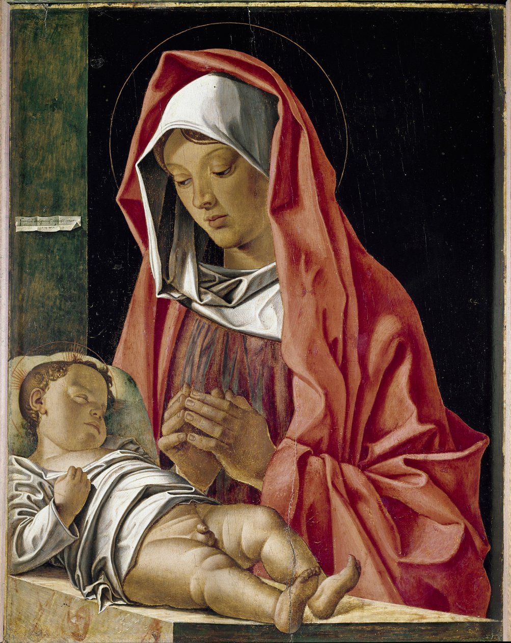 Virgem adorando a criança Pintura de Francesco Bonsignori (ca. 1455-1519) 1483 Verone, Museo di Castelvecchio Itália de Francesco Bonsignori