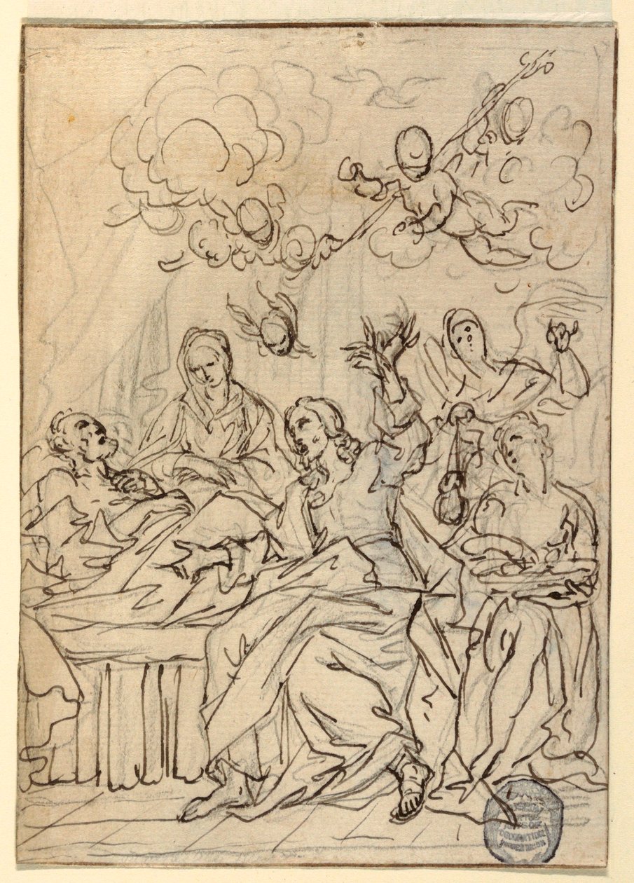 Desenho, Morte de São José, 1880 de Francesco Coghetti