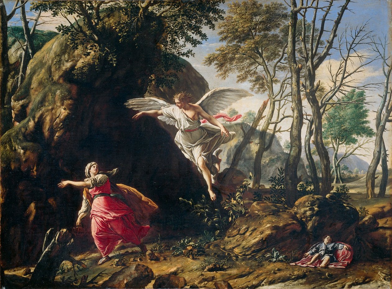 Holandês: Hagar e Ismael no Deserto Hagar e Ismael no Deserto de Francesco Cozza