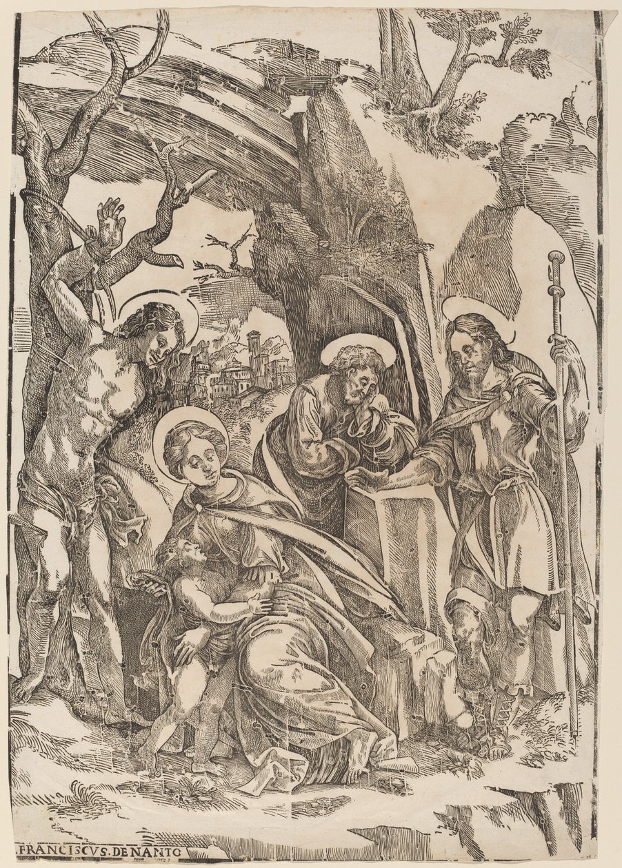 A Sagrada Família com São Sebastião e São Roque de Francesco Denanto