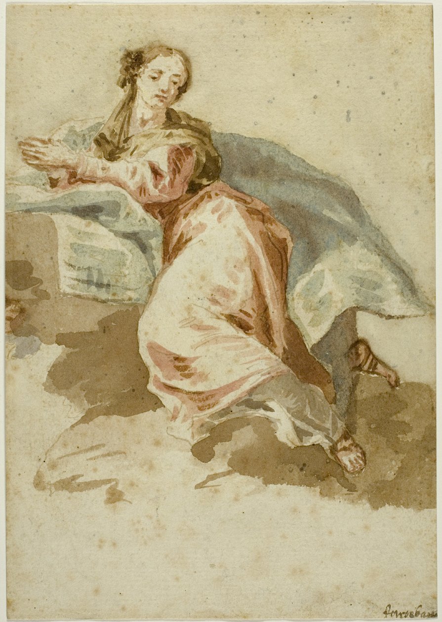 Figura feminina drapejada em oração de Francesco Fontebasso