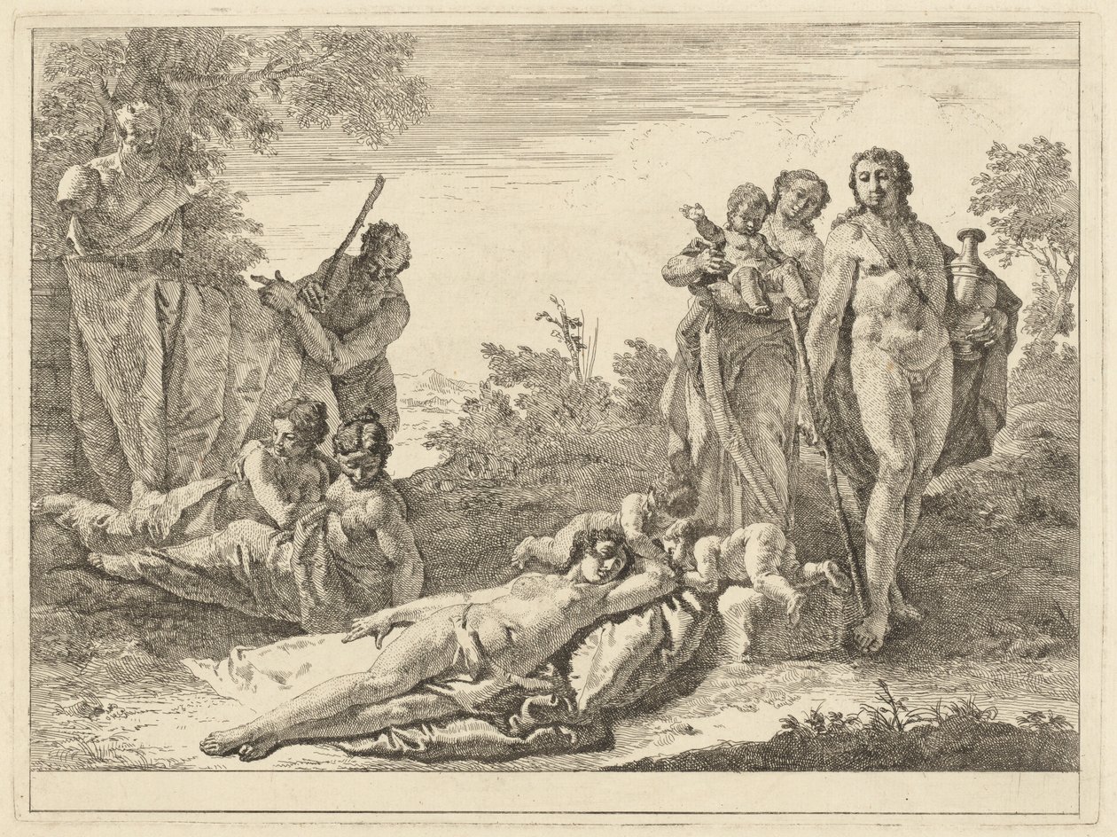 Nove Figuras em torno de uma Herm of Pan de Francesco Fontebasso