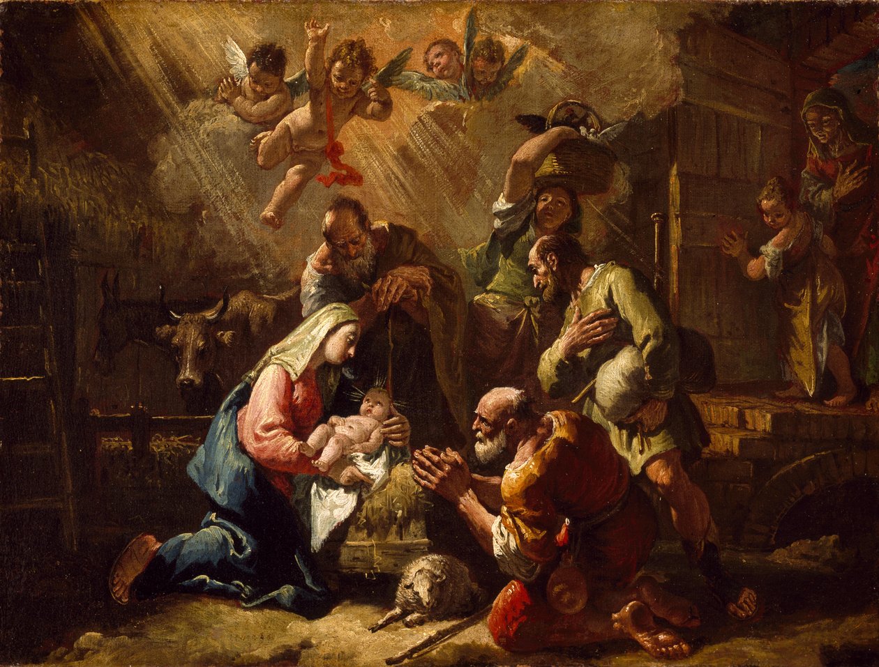 A adoração dos pastores, meados do século XVIII de Francesco Fontebasso