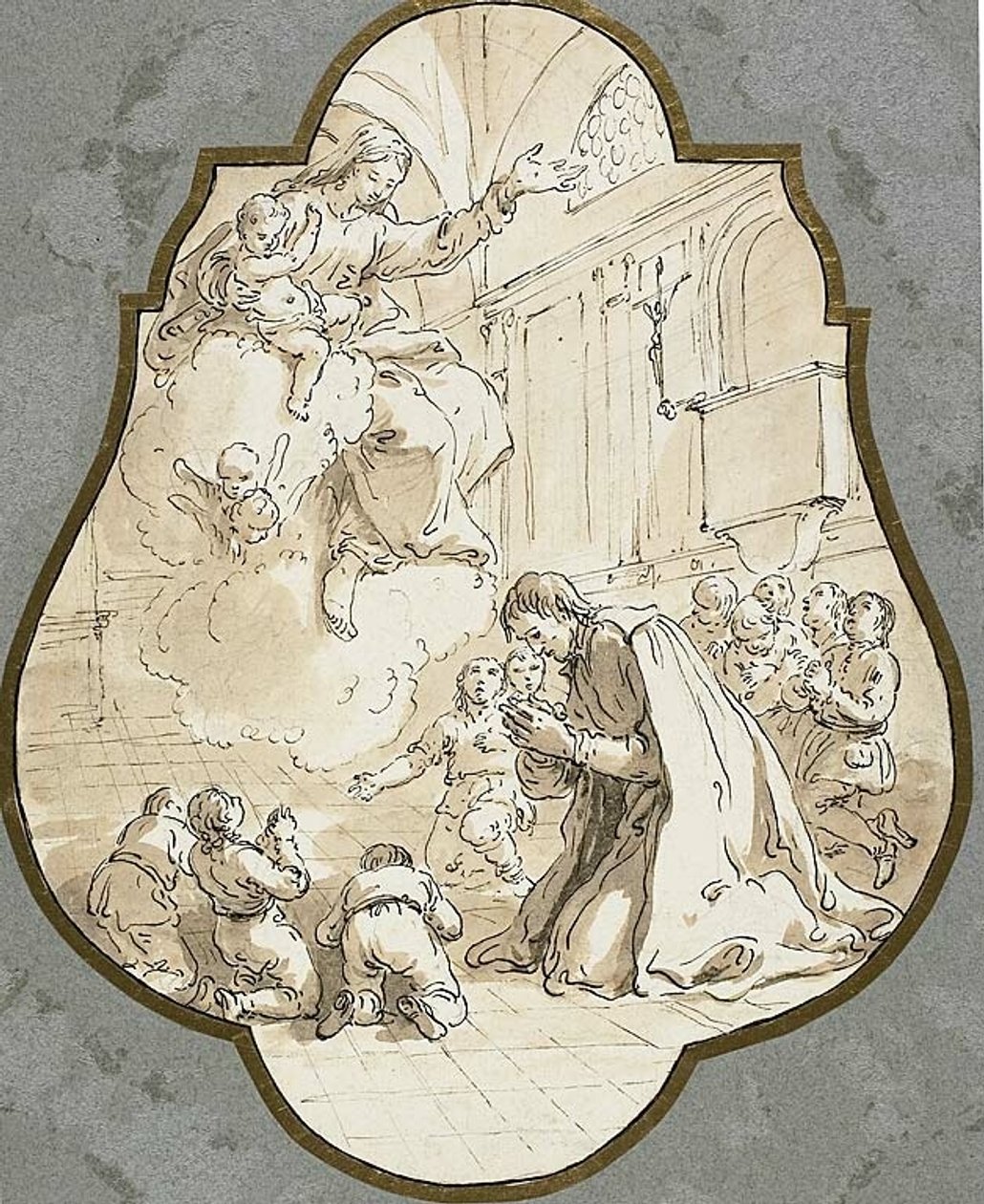 A Virgem aparece a São Filippo Neri e aos seus alunos de Francesco Fontebasso