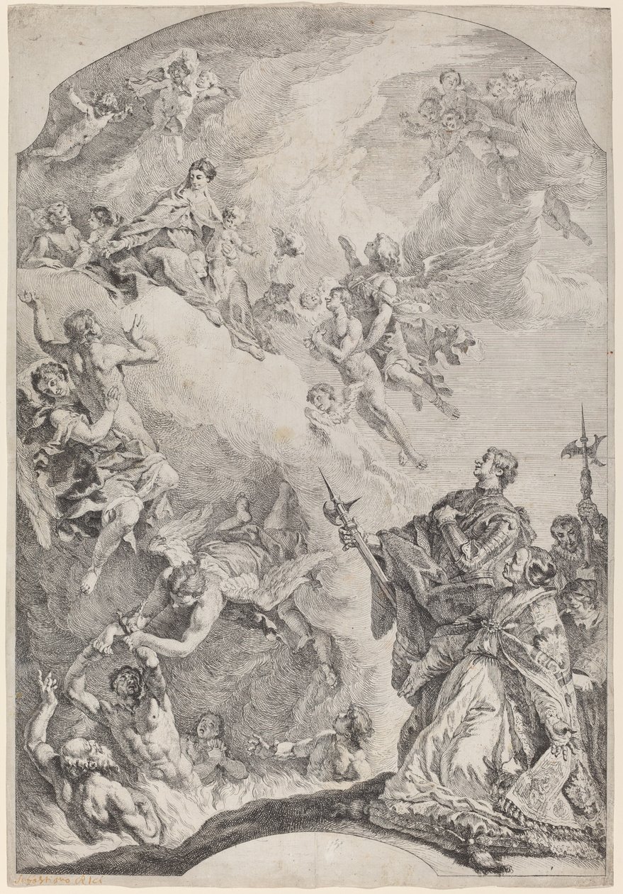 São Gregório I libertando almas do purgatório de Francesco Fontebasso after Sebastiano Ricci