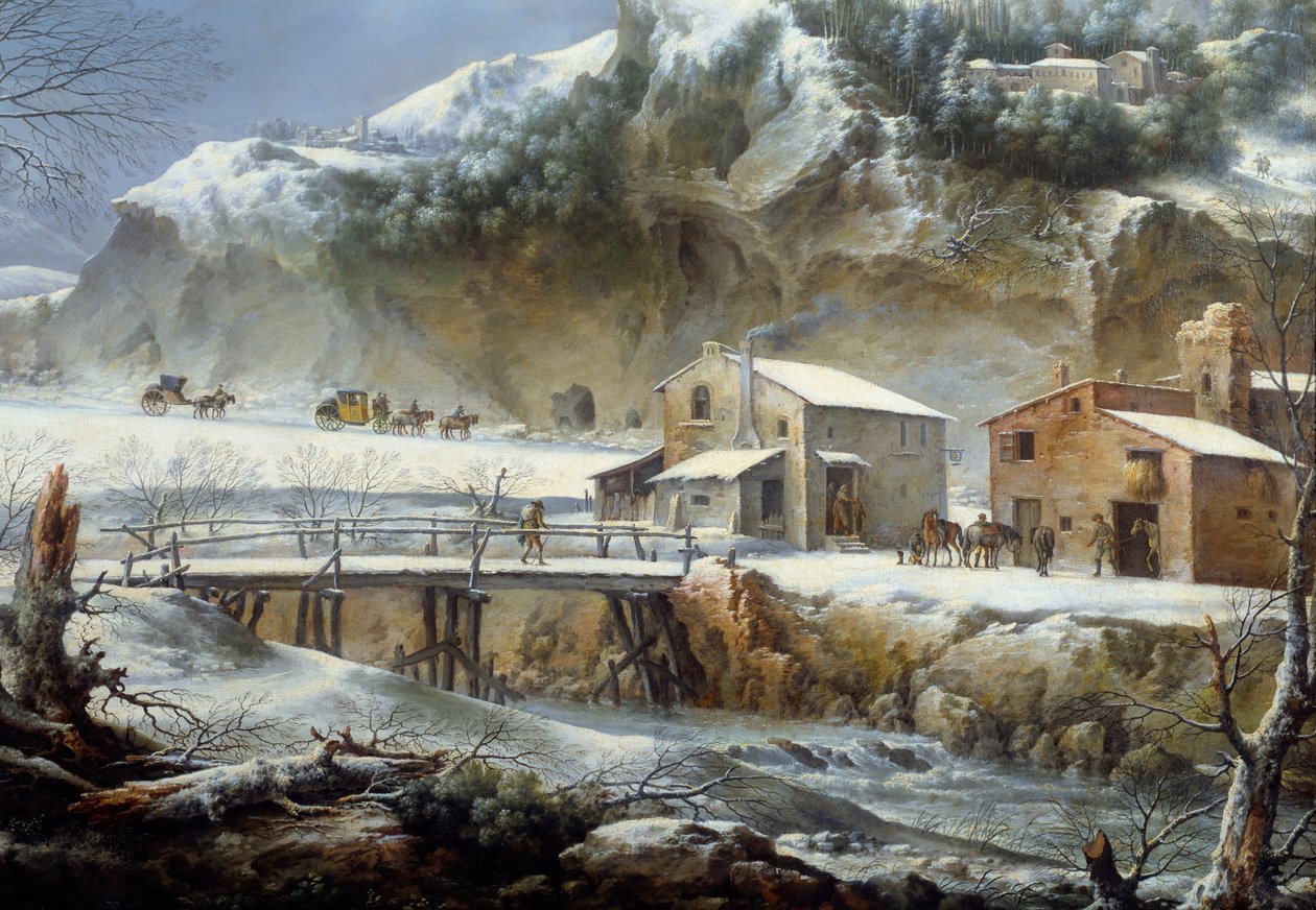 Pare na pousada. Pintura de Francesco Foschi (? - 1805) Ec. Ital. de Francesco Foschi