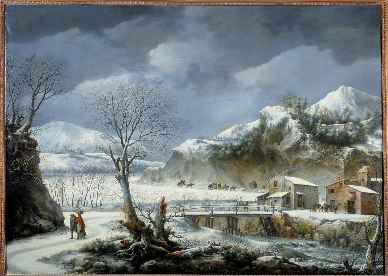 Winter Landscape Painting by Francesco Foschi (died 1805) Lille do século XVIII, Museu de Belas Artes de Francesco Foschi