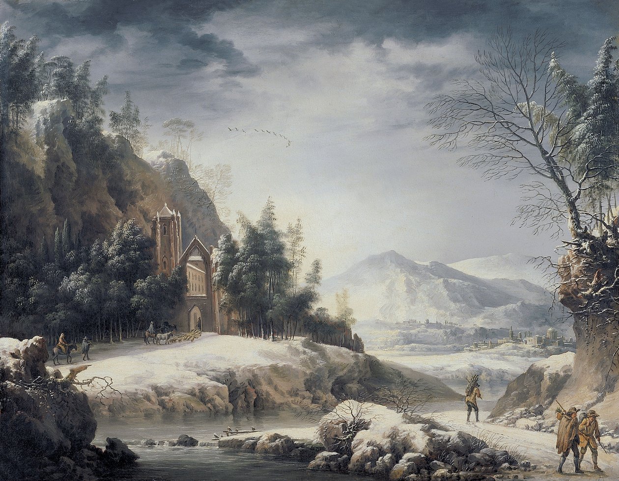 Paisagem de inverno com figuras de Francesco Foschi