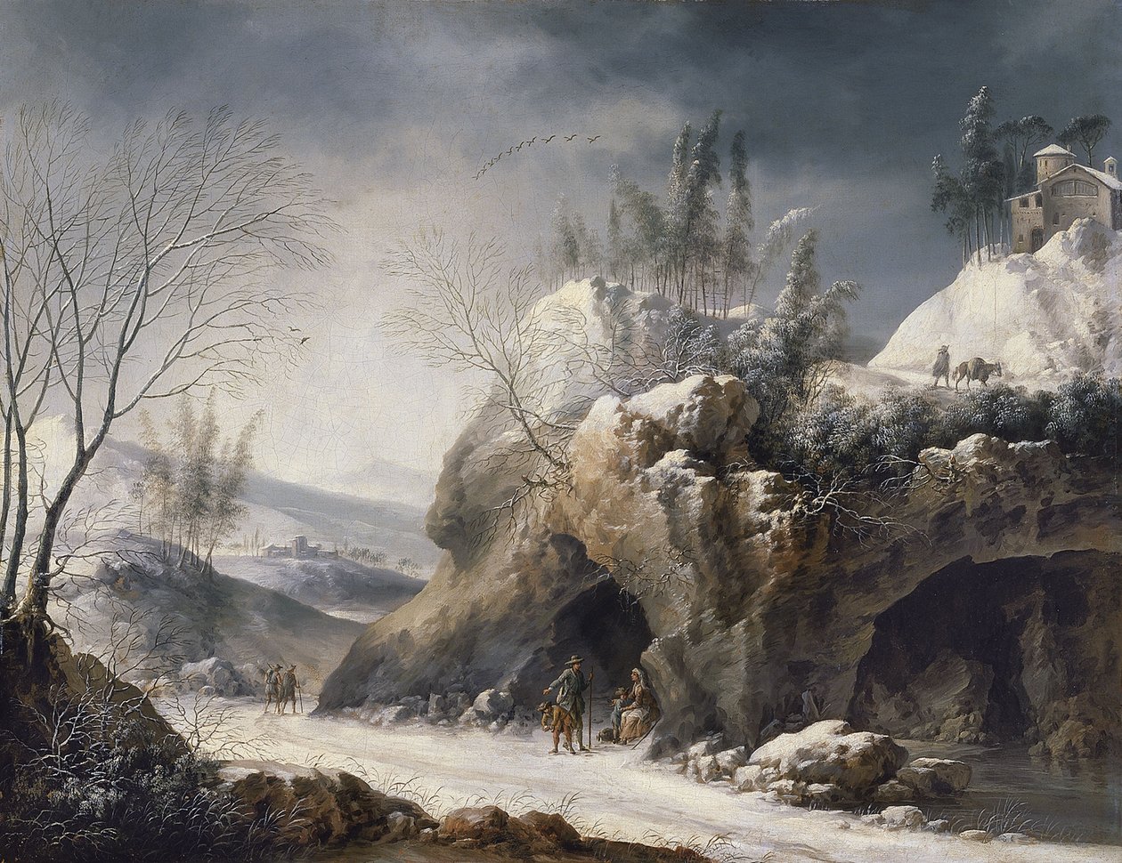 Paisagem de inverno com uma família Paseant de Francesco Foschi