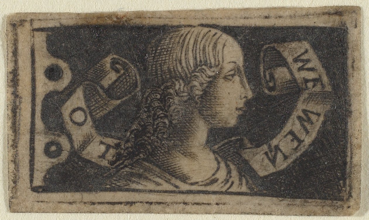 Cabeça de uma garota com cabelo encaracolado de Francesco Francia