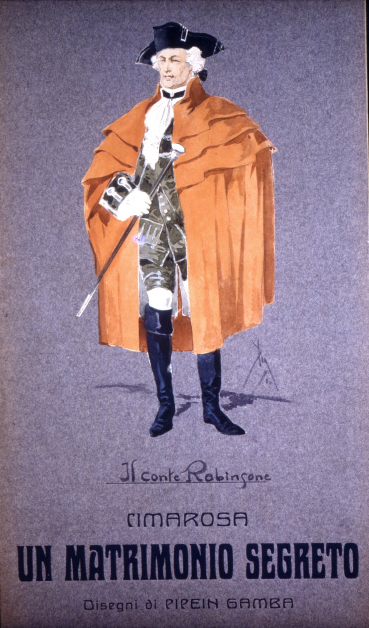 Personagem "Conde Robinson" em "Casamento Secreto" (matrimonio Segreto) de Domenico Cimarosa (1749 - 1801). Figurino de F. Gamba - Scala de Milão de Francesco Gamba