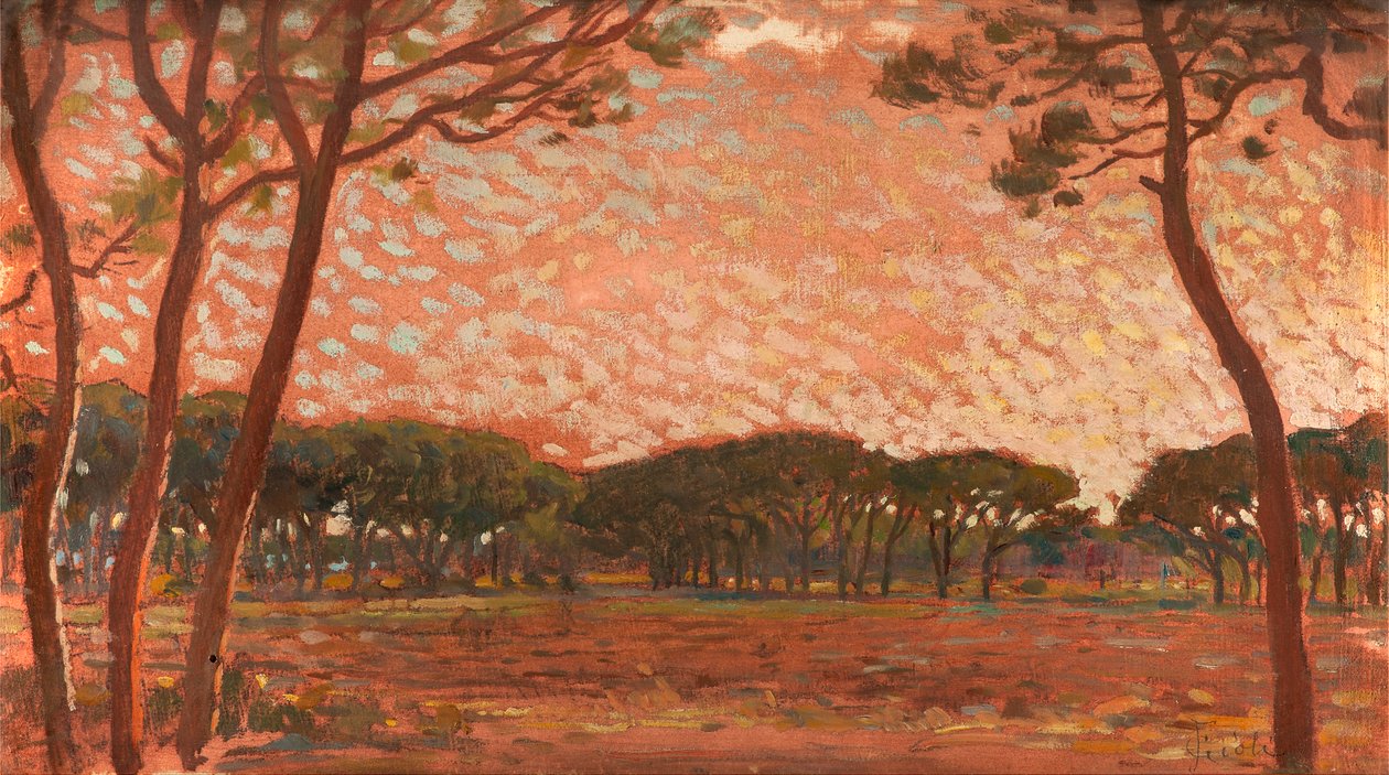 Pinewood em Maremma (óleo a bordo) de Francesco Gioli