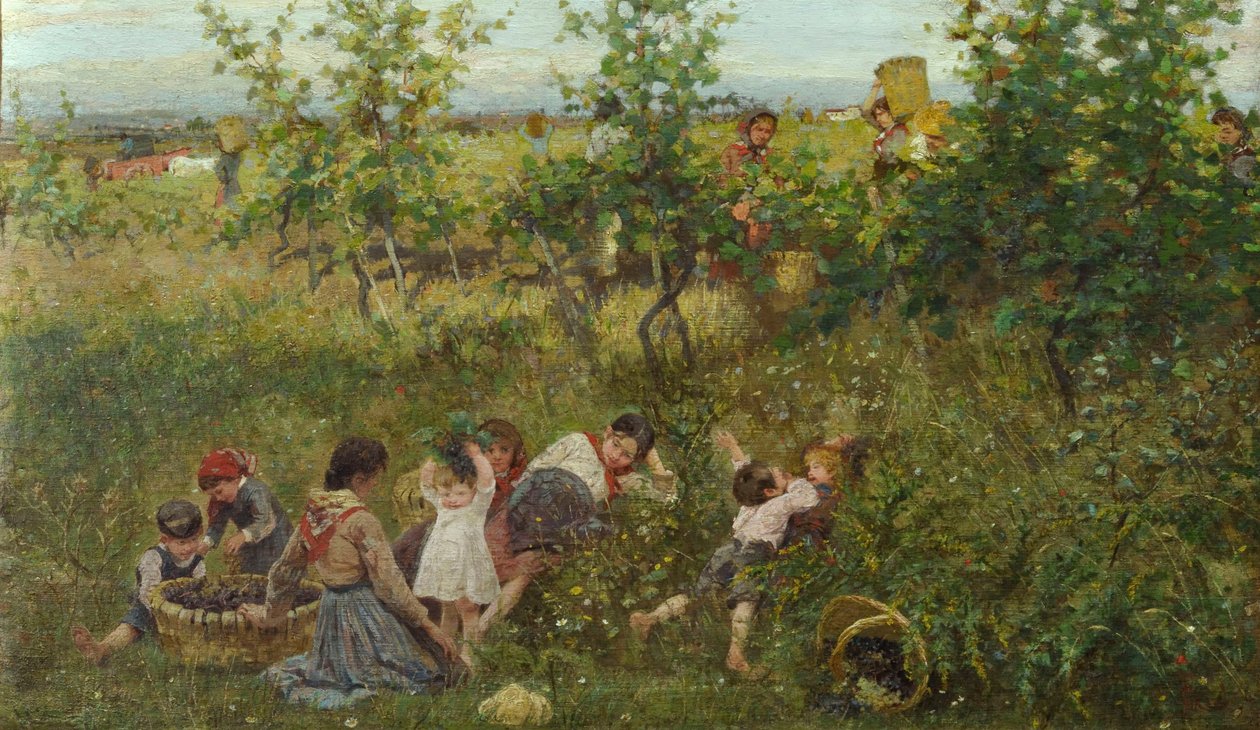 A vindima (óleo sobre tela) de Francesco Gioli